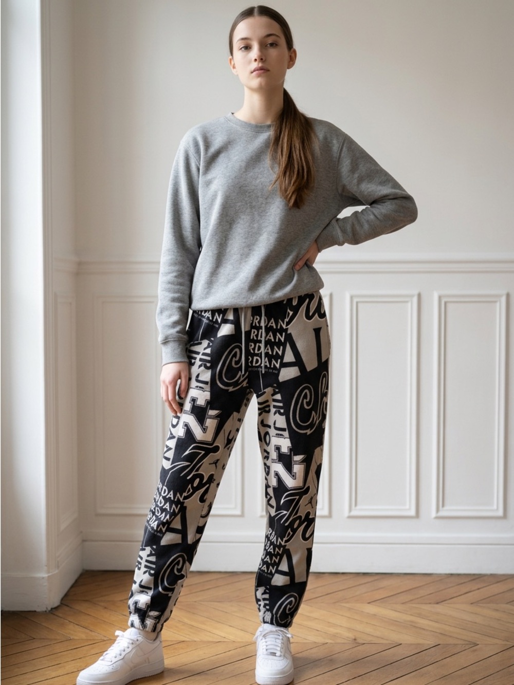 Jordan Women Small All Over Print Core Color-way Bold Mix Graphic Joggers EUC